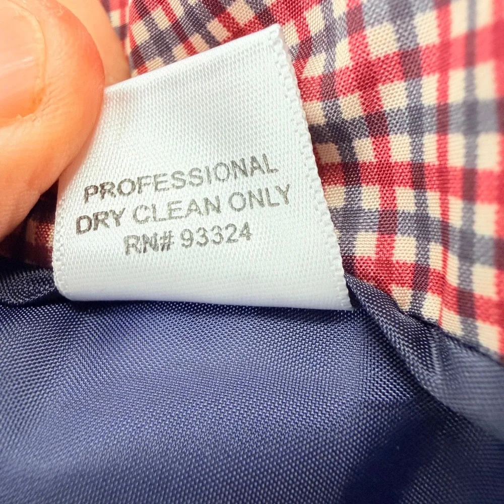 Saddlebred Mens 40R Red Corduroy Blazer Two Button Gingham Lined Sport Coat